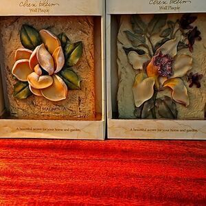 NWOT Cheri Blum 3D floral wall plaques